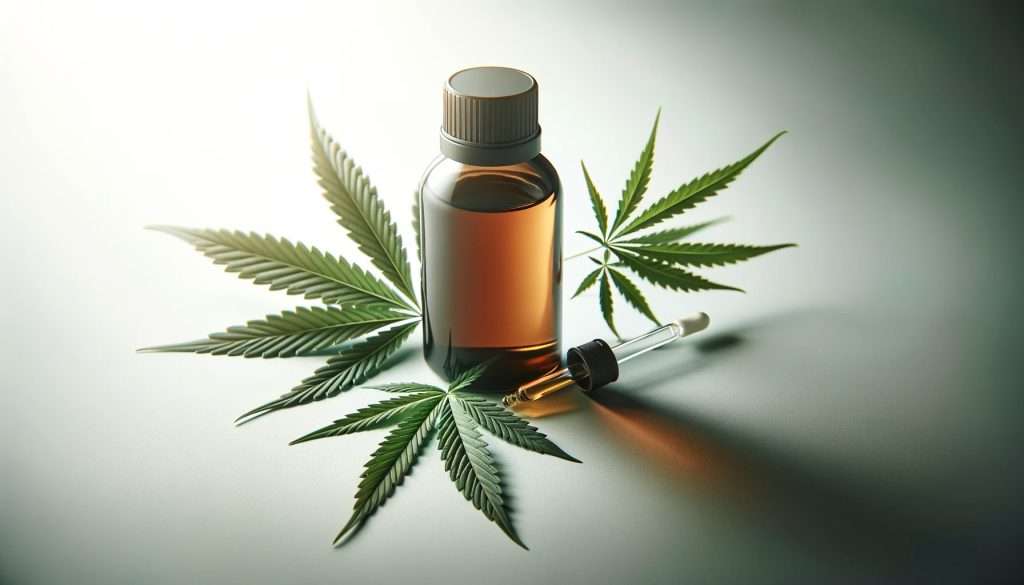 foto aceite cbd y hoja cannabis